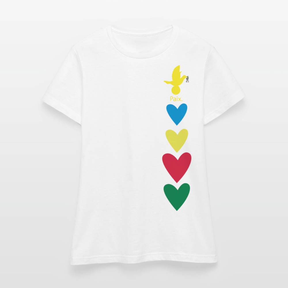 T-shirt Femme journée mondiale trisomie - Paix jaune - blanc