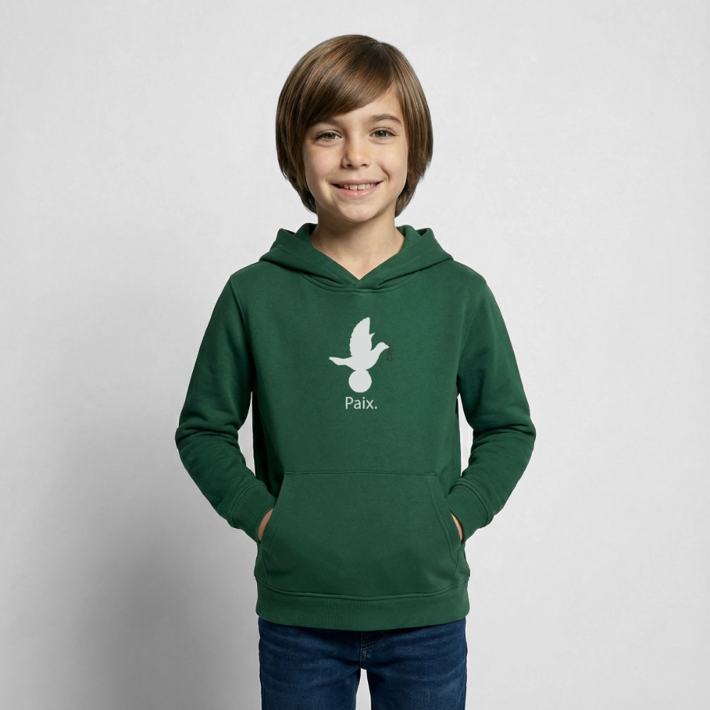 Sweat à capuche Enfant Paix blanc - Lusoquot - vert bouteille