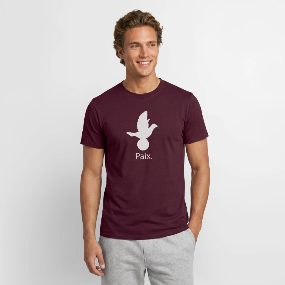 T-shirt Homme Paix blanc - Lusoquot - rouge brique