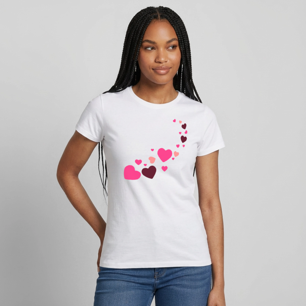 T-shirt Femme coeur Peace rose  - Lusoquot - blanc