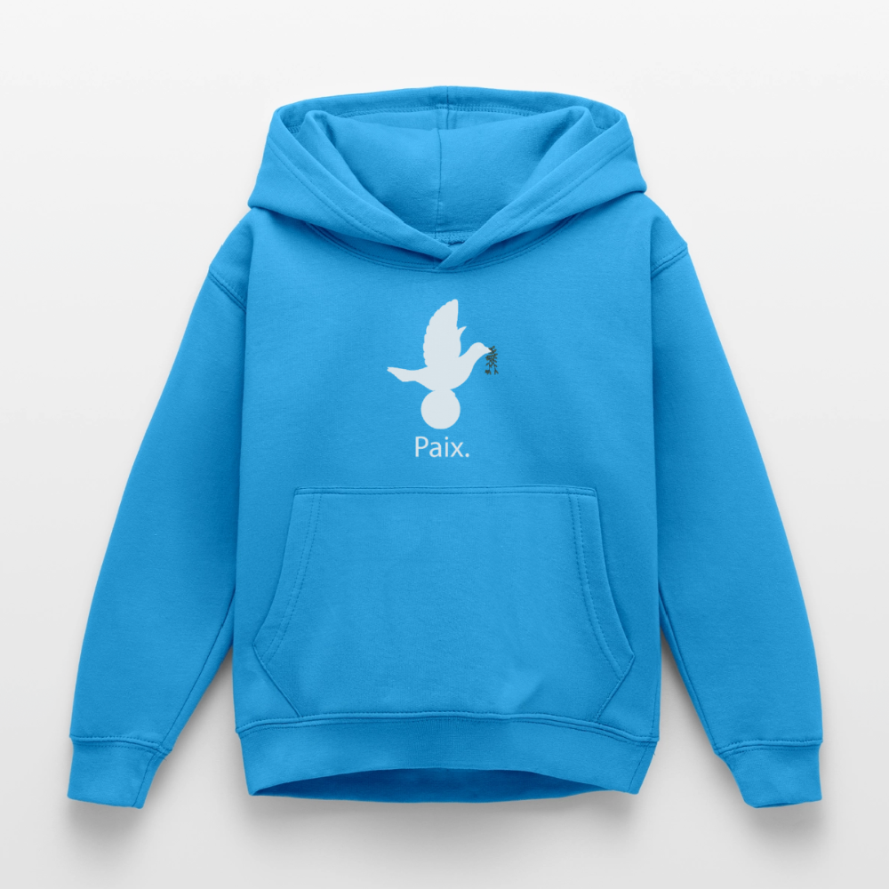 Sweat à capuche Enfant Paix blanc - Lusoquot - bleu mer