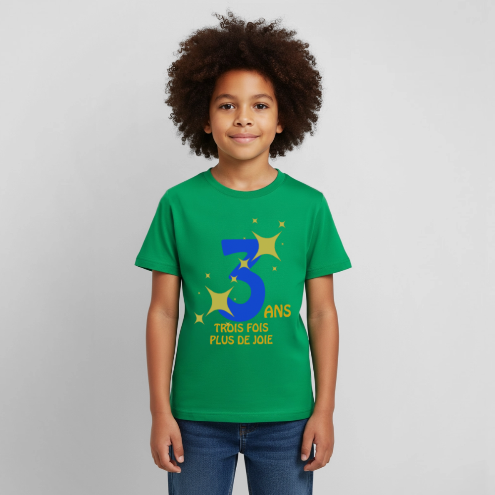T-shirt Enfant anniversaire 3 ans  Paix bleu - Lusoquot - vert