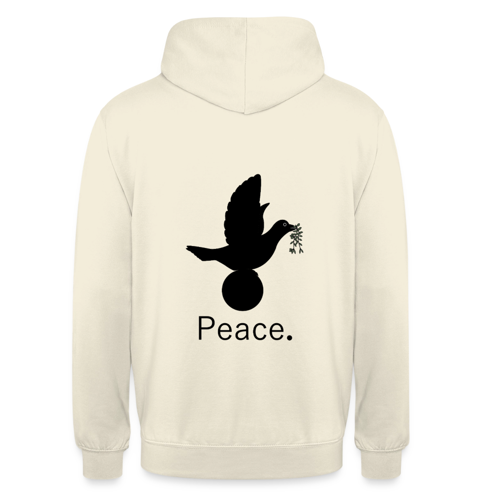 Sweat-shirt à capuche unisexe_peace_noir_peaceandjoy - vanille