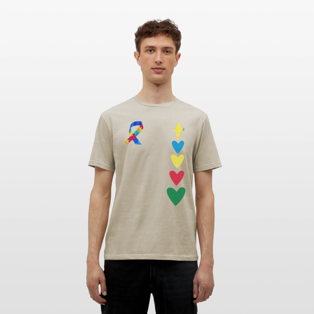 T-shirt Homme -journeemondiale trisomie 21 mars- Peace jaune - beige sable