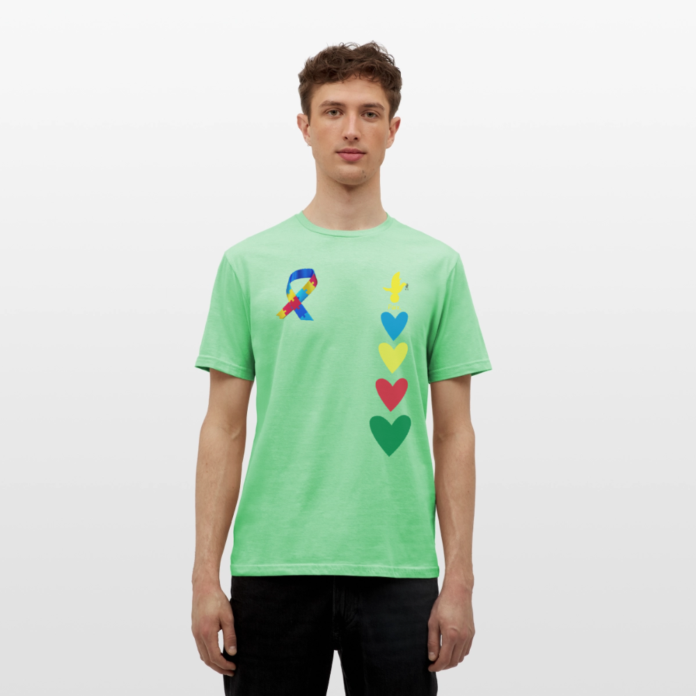T-shirt Homme -journeemondiale trisomie 21 mars- Peace jaune - vert menthe