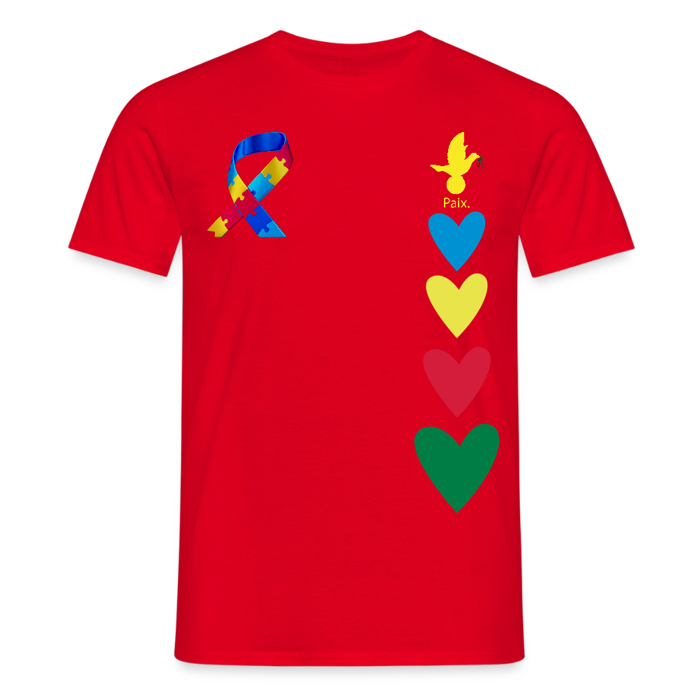 T-shirt Homme -journeemondiale trisomie 21 mars- Peace jaune - rouge