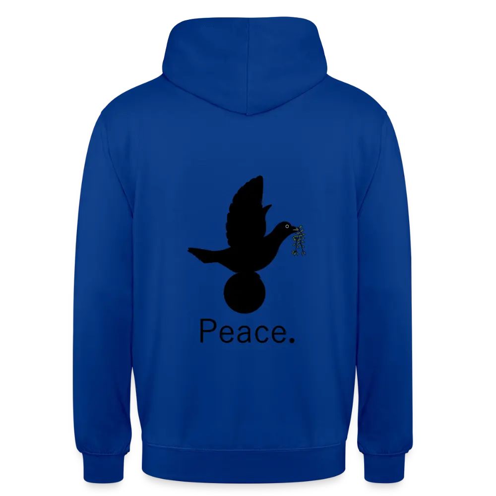Sweat-shirt à capuche unisexe_peace_noir_peaceandjoy - bleu royal