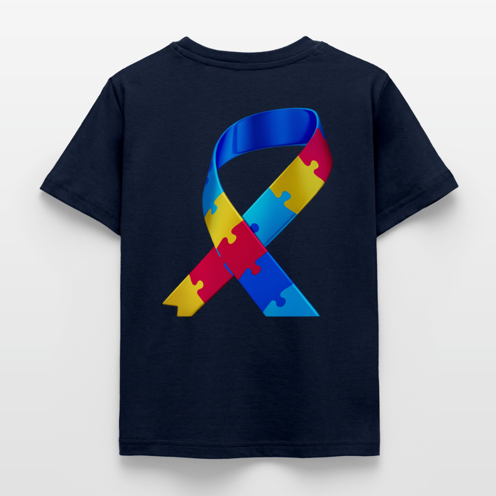 T-shirt Enfant trisomie 21 Paix jaune - Lusoquot - marine