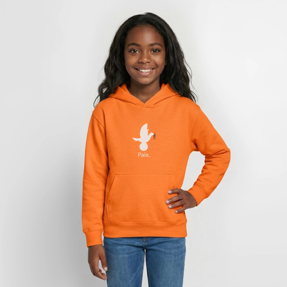 Sweat à capuche Ado Paix blanc - Lusoquot - orange