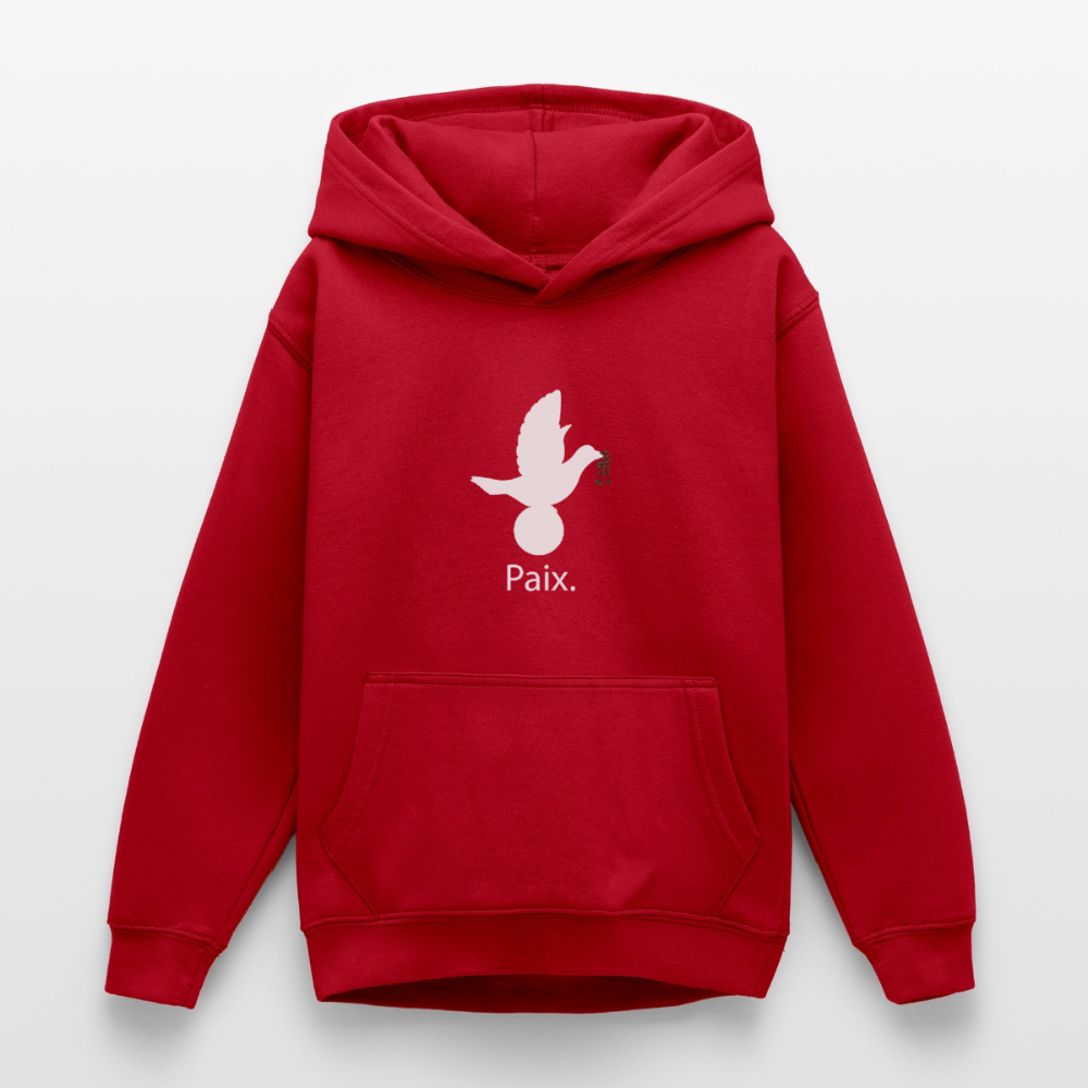 Sweat à capuche Ado Paix blanc - Lusoquot - rouge