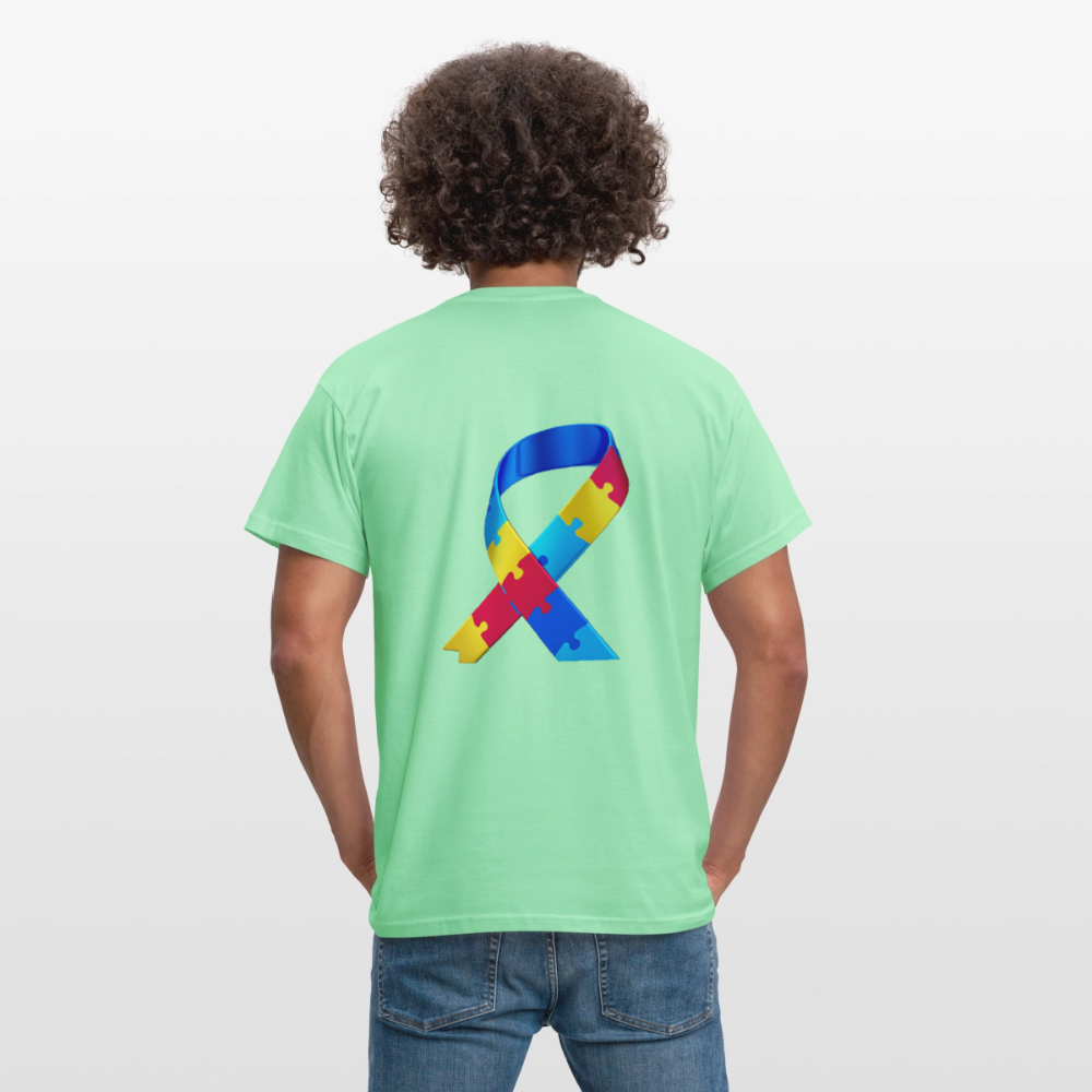 T-shirt Homme -journeemondiale trisomie 21 mars- Peace jaune - vert menthe