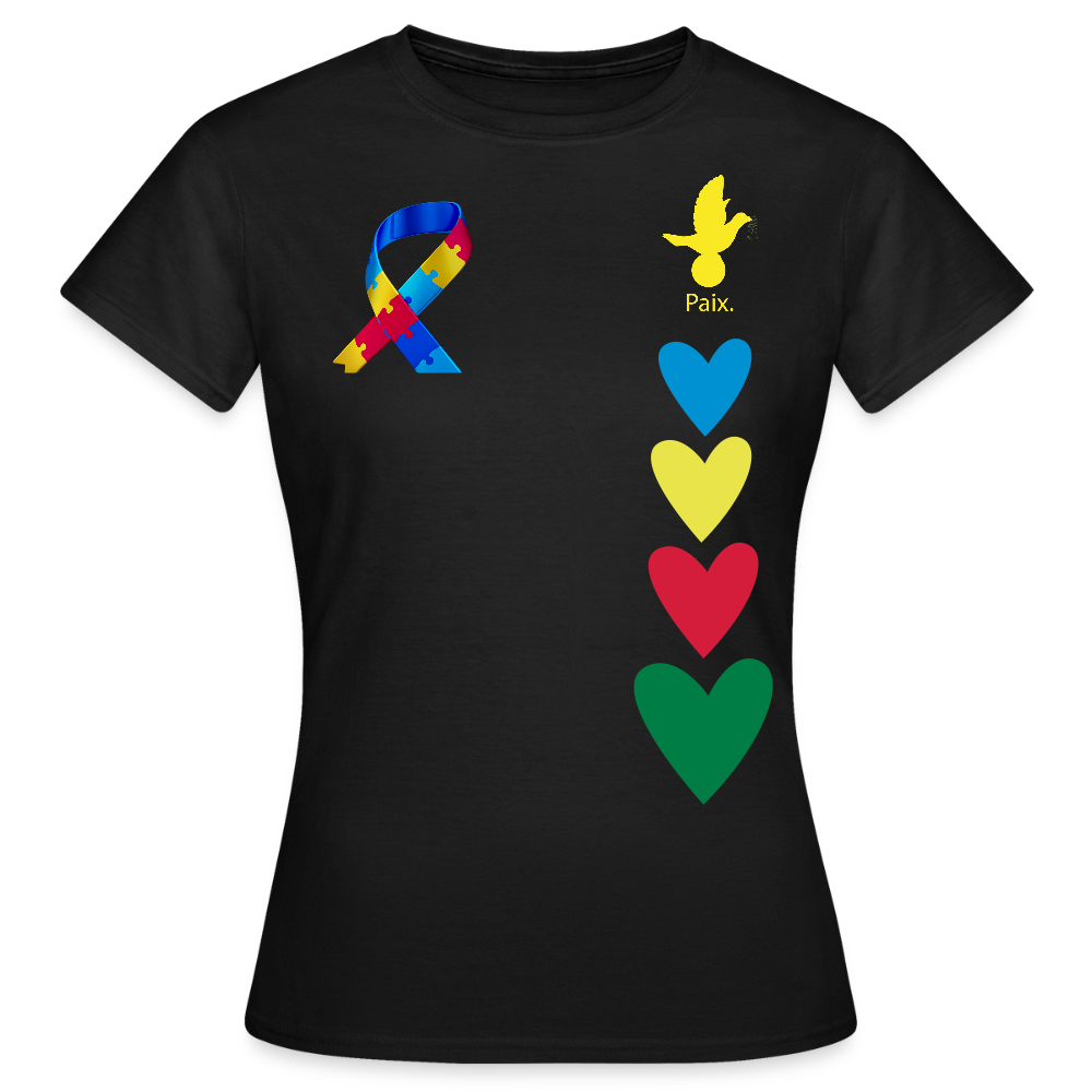 T-shirt Femme-journeemondiale trisomie 21 Peace jaune - noir