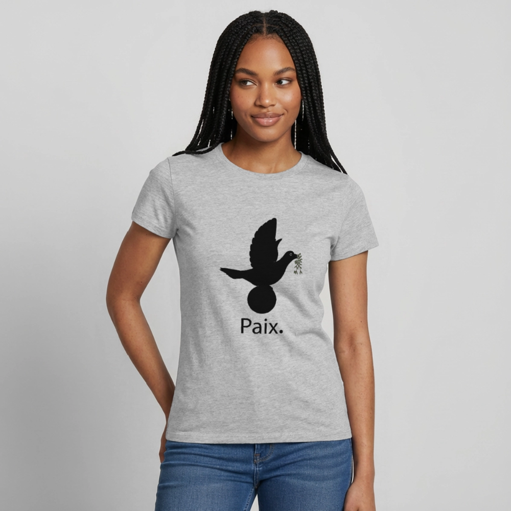 T-shirt Femme Paix noir - Lusoquot - gris chiné