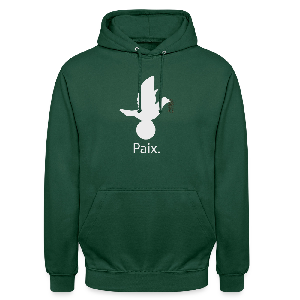 Sweat-shirt à capuche unisexe Paix blanc - Lusoquot - vert bouteille
