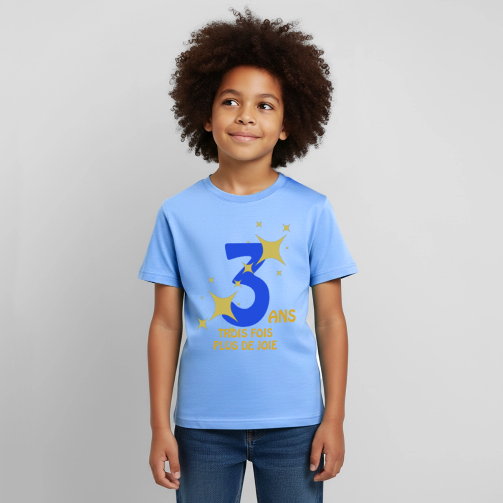 T-shirt Enfant anniversaire 3 ans  Paix bleu - Lusoquot - bleu ciel