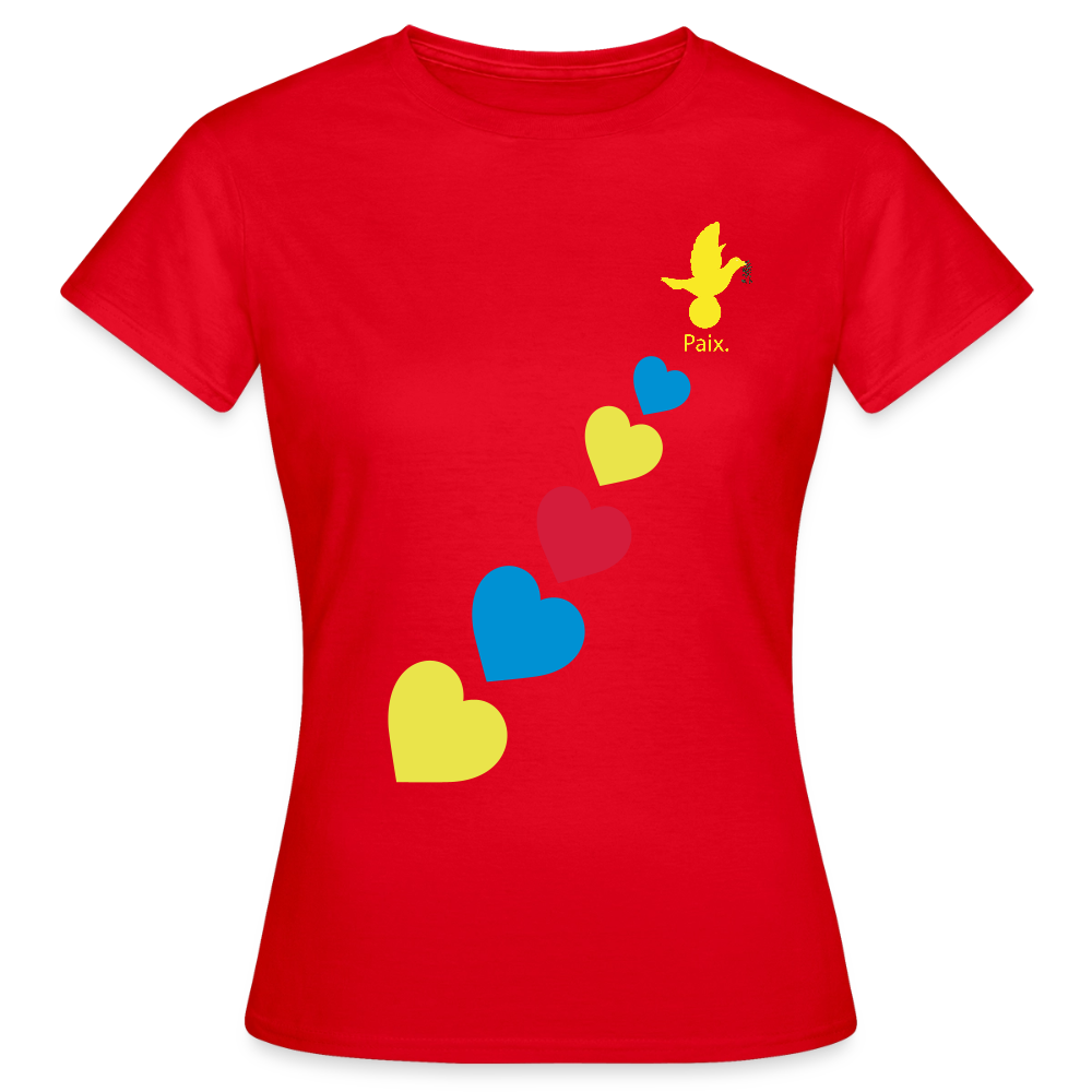 T-shirt Femme trisomie 21 Paix jaune - Lusoquot - rouge