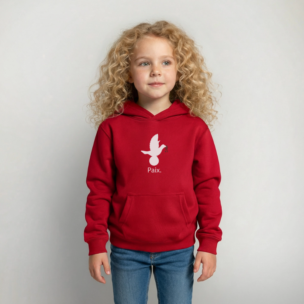 Sweat à capuche Enfant Paix blanc - Lusoquot - rouge