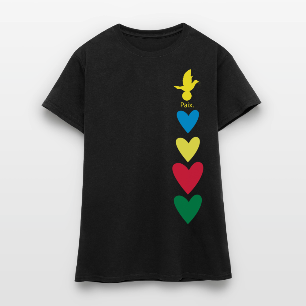 T-shirt Femme journée mondiale trisomie - Paix jaune - noir