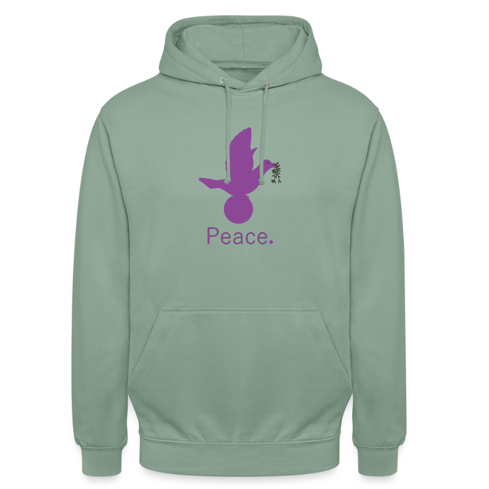 Sweat-shirt à capuche unisexe Peace mauve Lusoquot - vert-de-gris