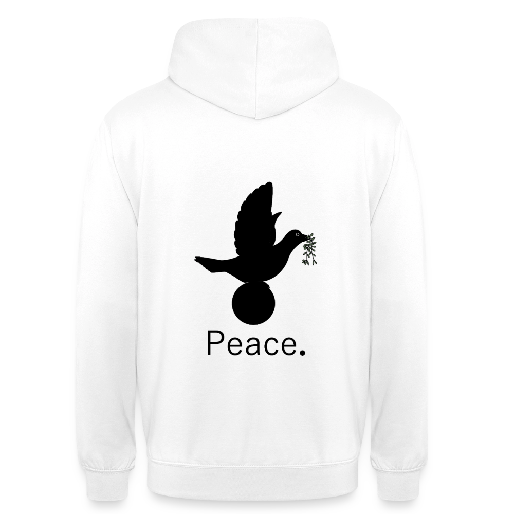 Sweat-shirt à capuche unisexe_peace_noir_peaceandjoy - blanc