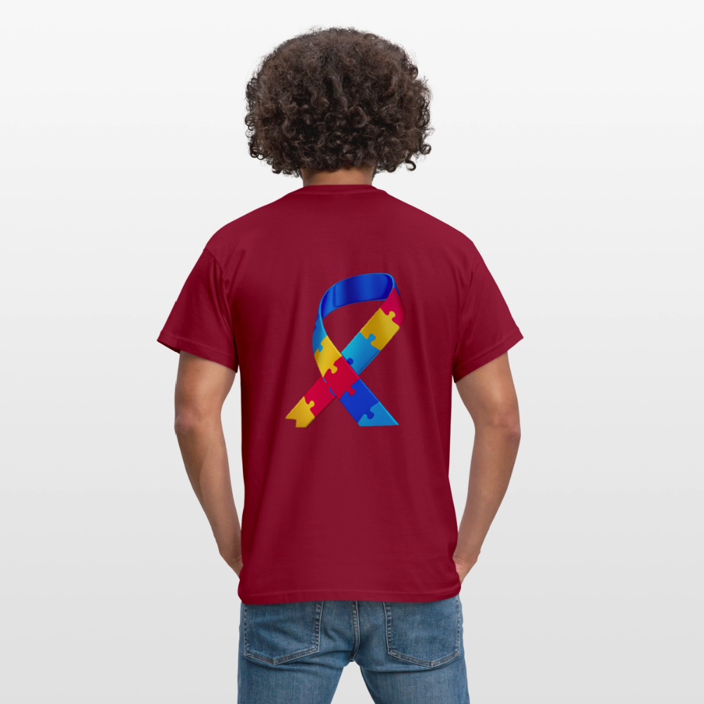 T-shirt Homme -journeemondiale trisomie 21 mars- Peace jaune - rouge brique