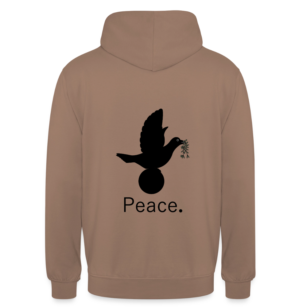 Sweat-shirt à capuche unisexe_peace_noir_peaceandjoy - moka