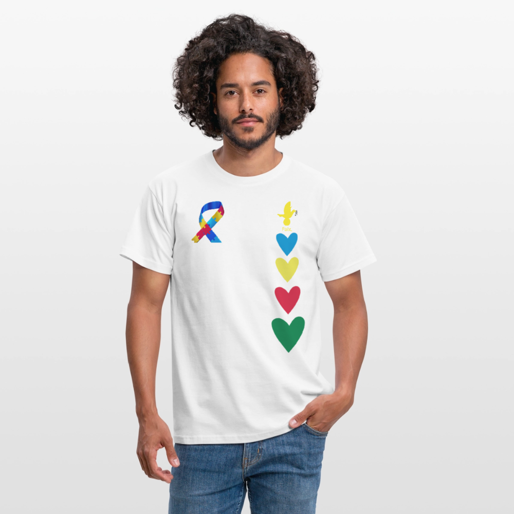 T-shirt Homme -journeemondiale trisomie 21 mars- Peace jaune - blanc