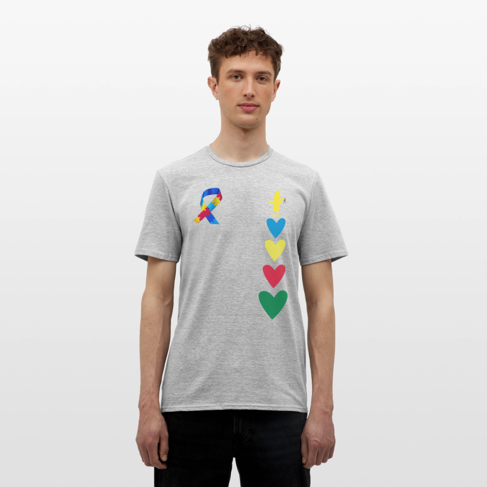 T-shirt Homme -journeemondiale trisomie 21 mars- Peace jaune - gris chiné