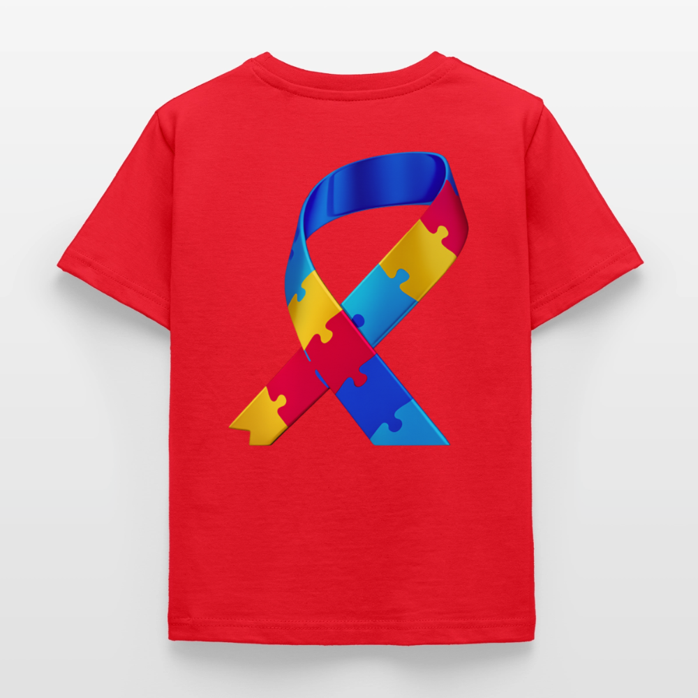 T-shirt Enfant trisomie 21 Paix jaune - Lusoquot - rouge