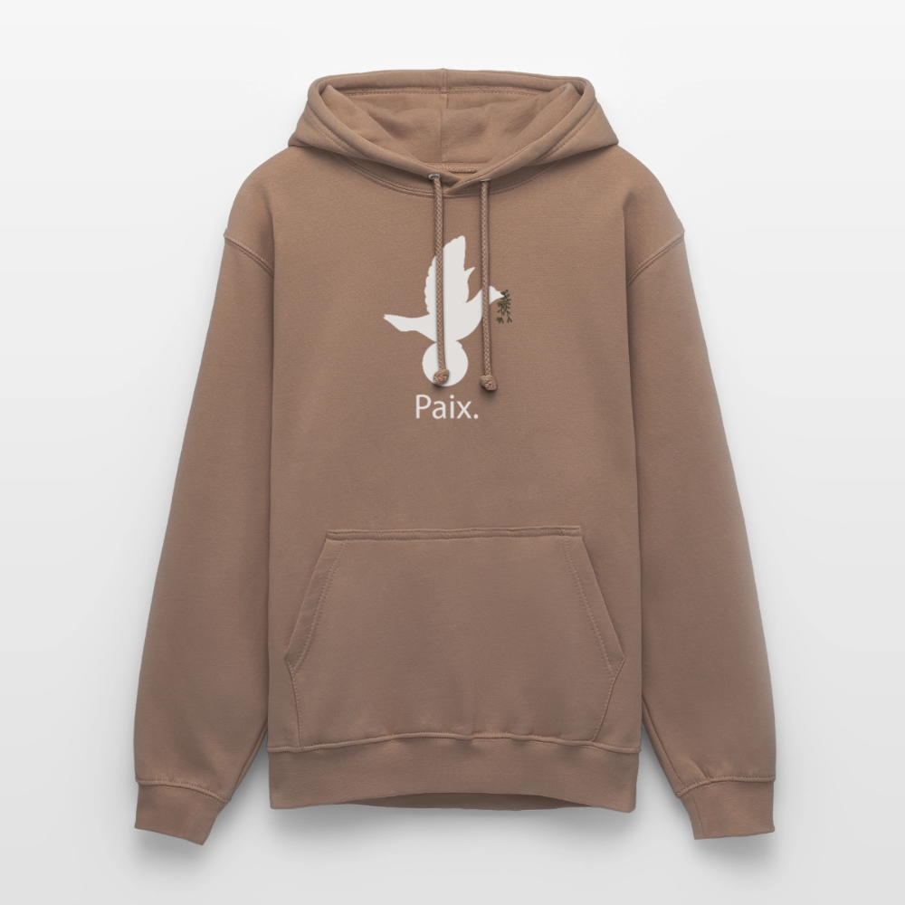 Sweat-shirt à capuche unisexe Paix blanc - Lusoquot - moka