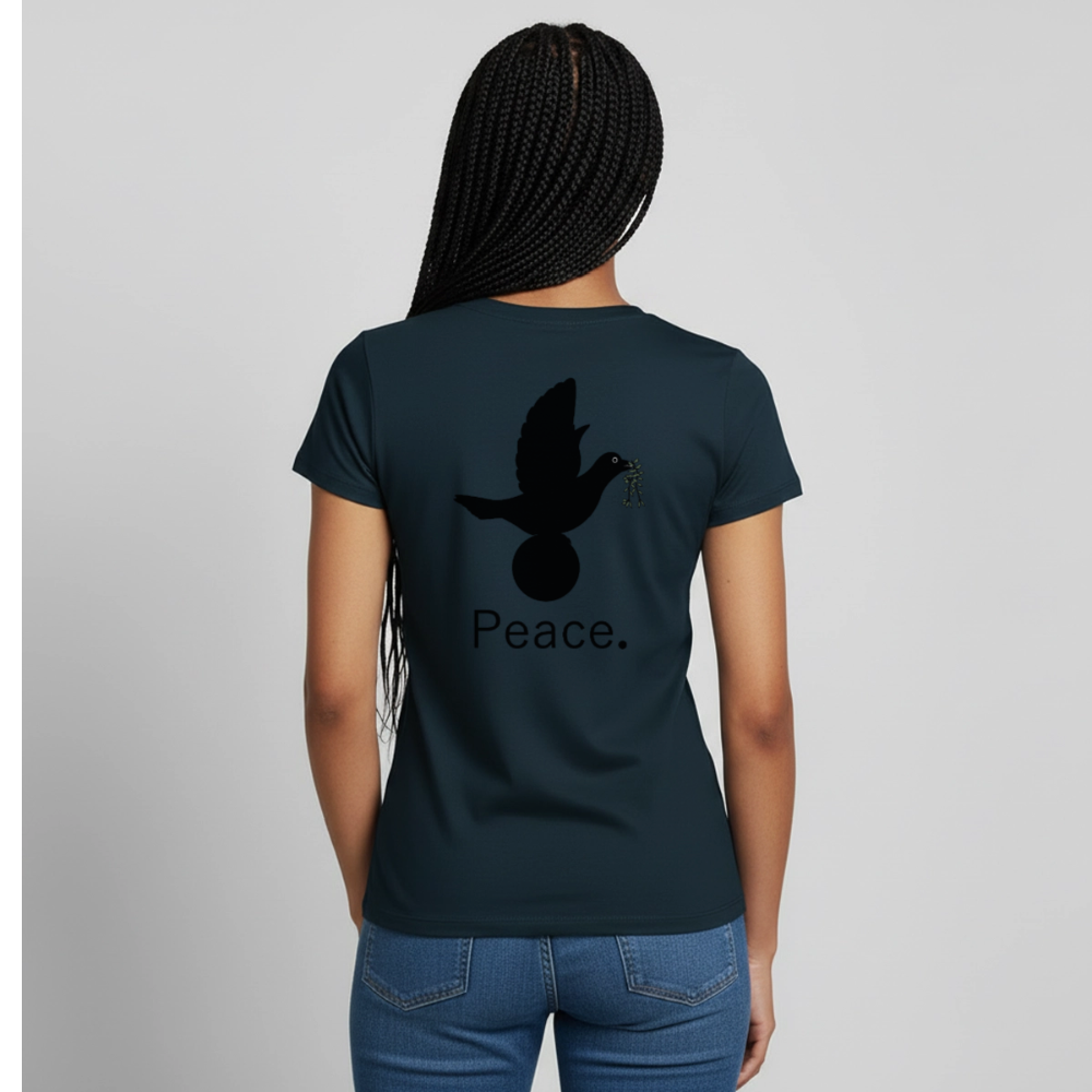 T-shirt Femme I love you to moon and back Peace noir - Lusoquot - marine