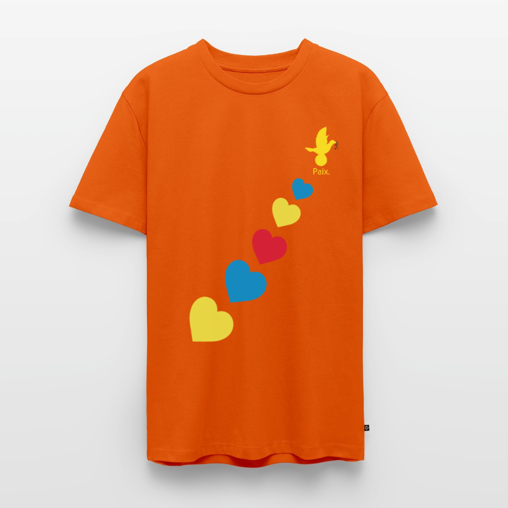 T-shirt Premium Homme trisomie 21  Paix jaune - Lusoquot - orange 