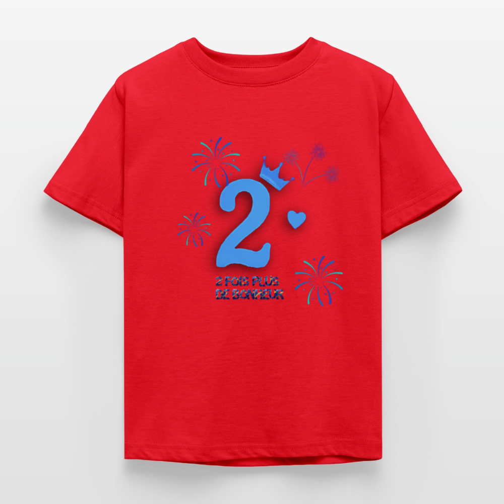 T-shirt Enfant anniversaire 2 ans Lapè bleu - Lusoquot - rouge