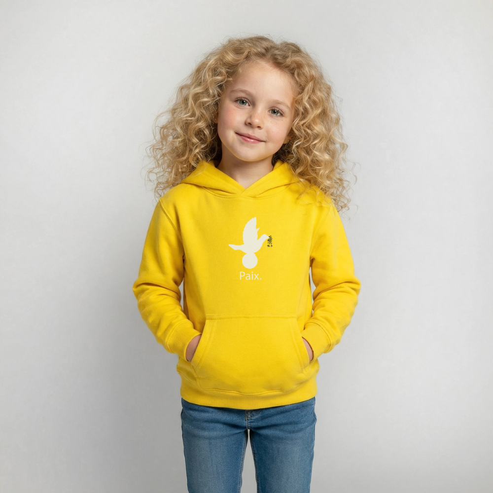 Sweat à capuche Enfant Paix blanc - Lusoquot - jaune