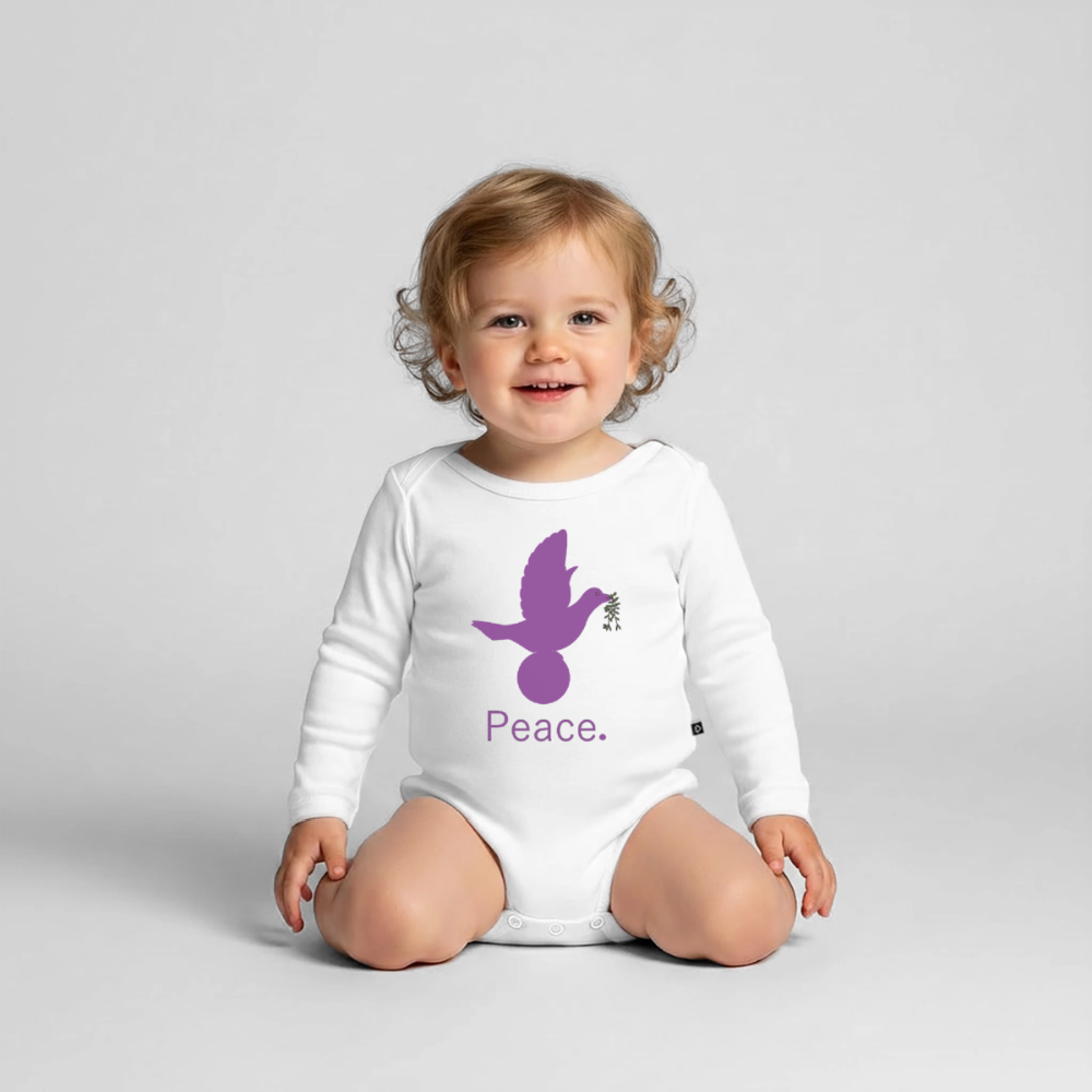 Body Bébé bio manches longues_peacemauve - blanc