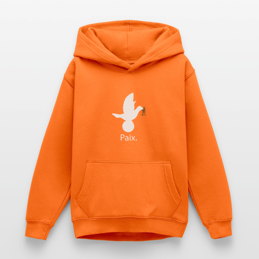 Sweat à capuche Ado Paix blanc - Lusoquot - orange