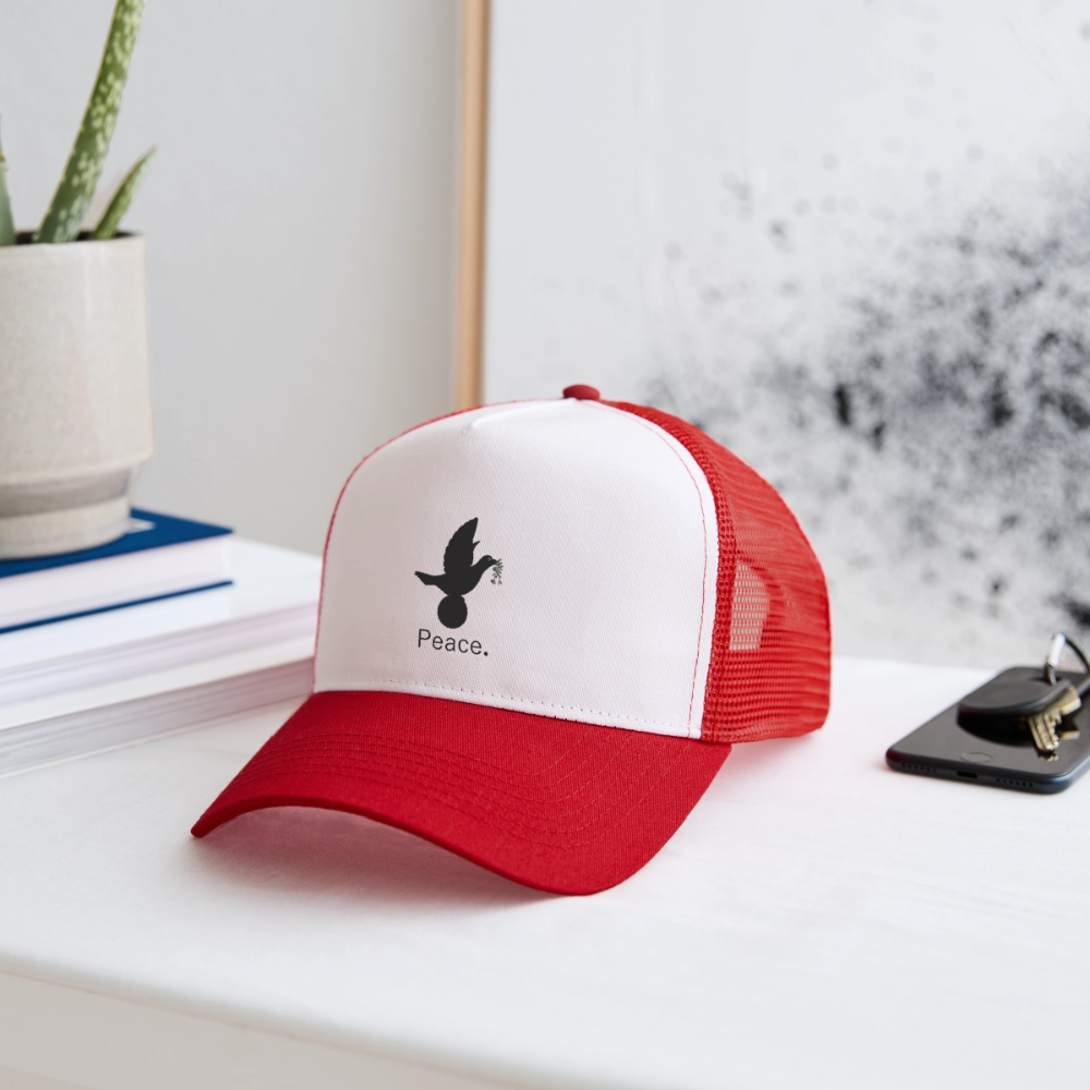 Trucker Cap_peaceblack - blanc/rouge