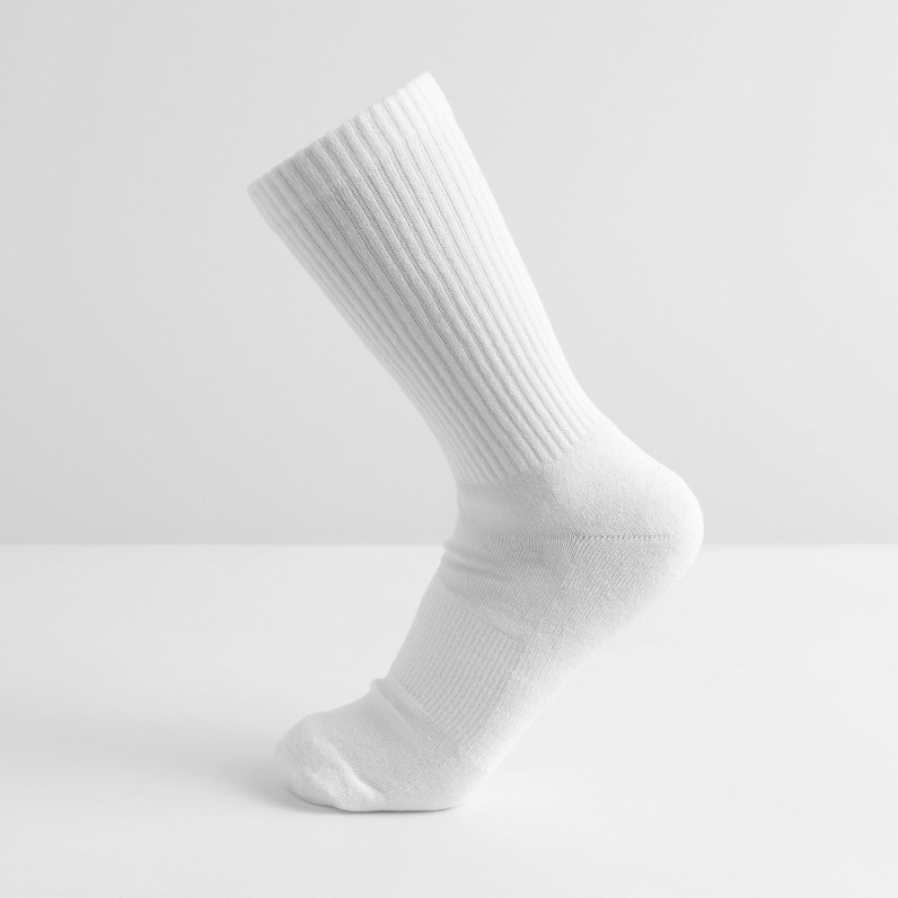 Chaussettes de tennis bio enfant - Peace jaune trisomie21 - blanc