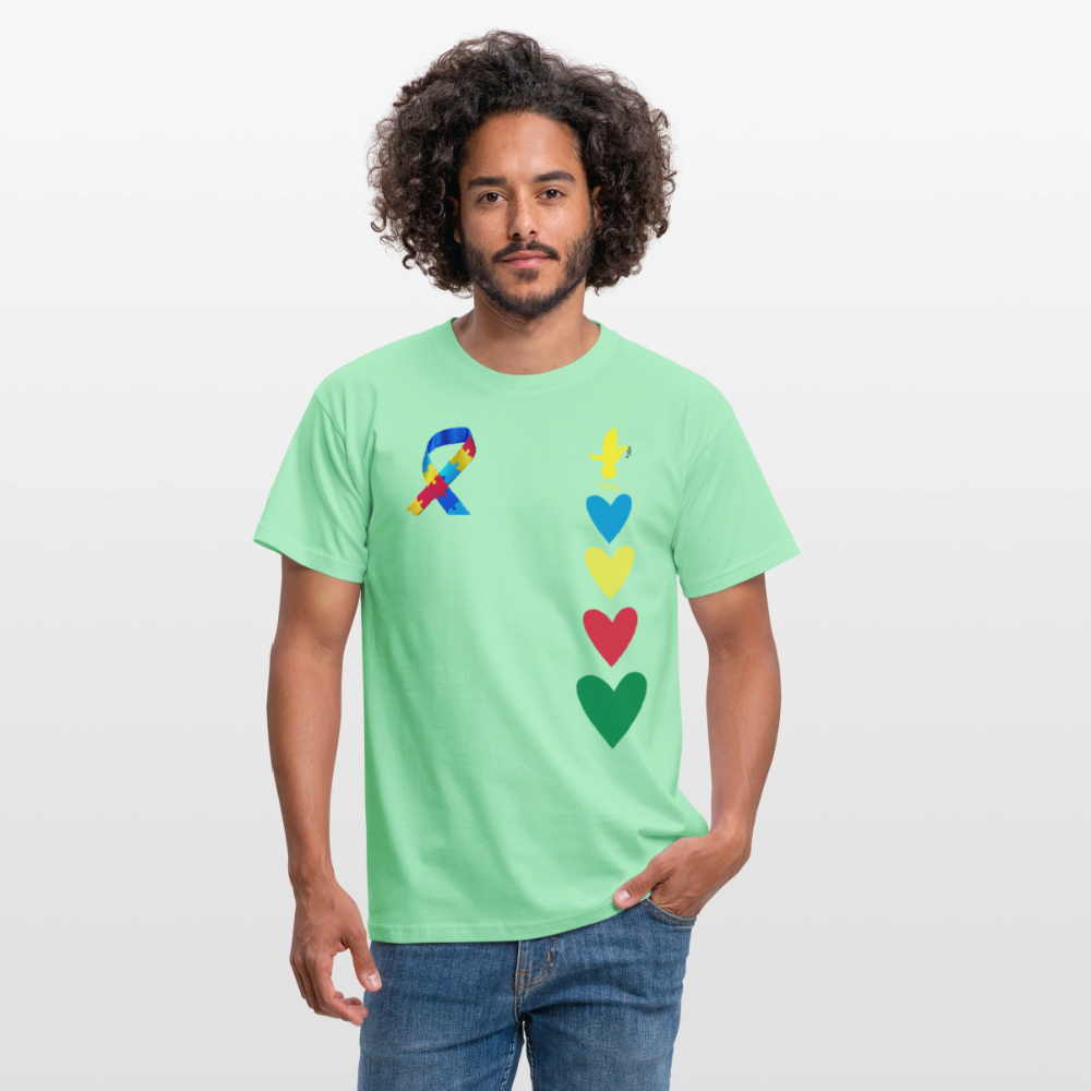 T-shirt Homme -journeemondiale trisomie 21 mars- Peace jaune - vert menthe
