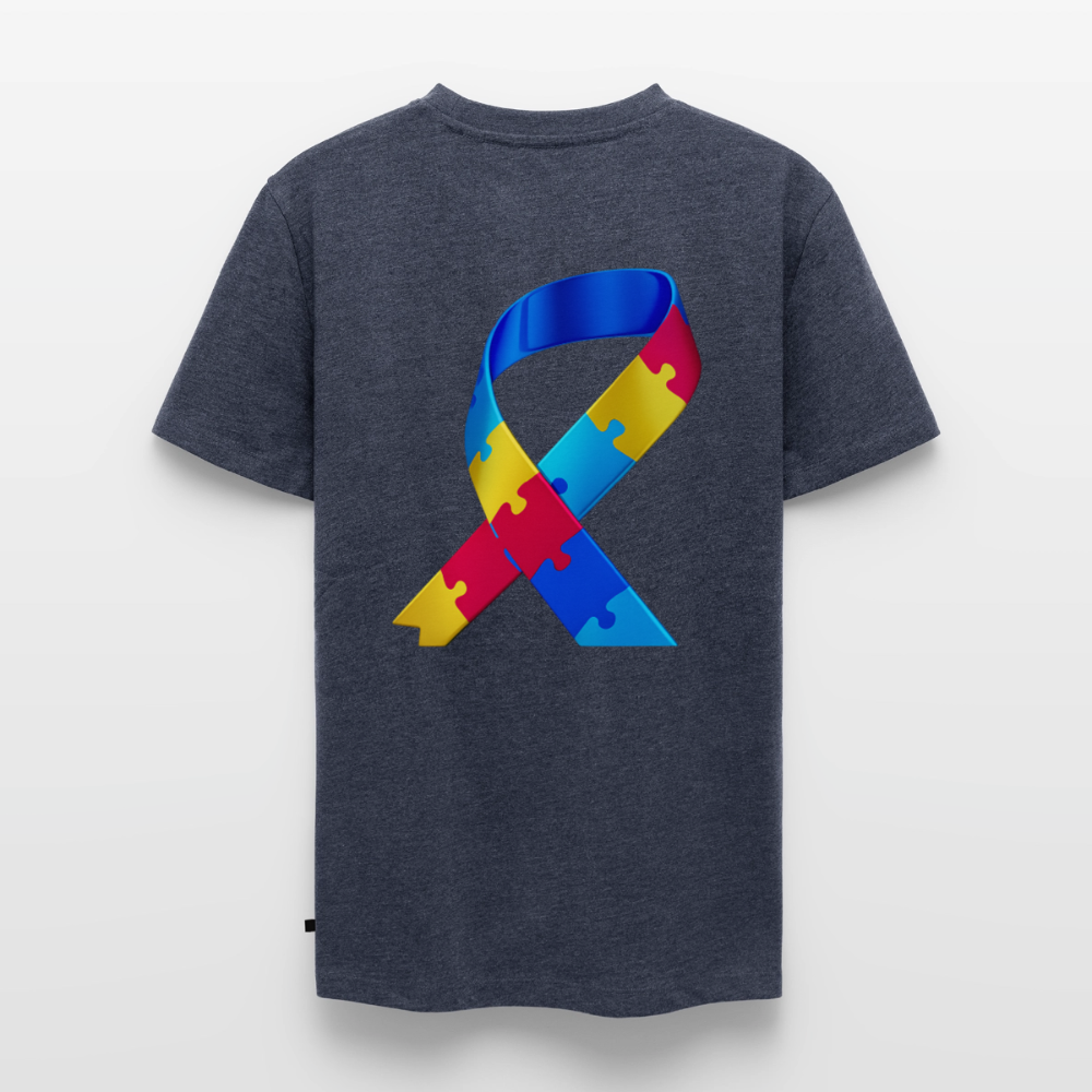 T-shirt Premium Homme trisomie 21  Paix jaune - Lusoquot - bleu jeans 