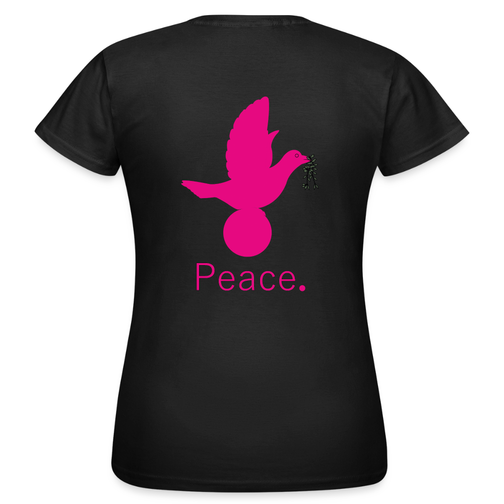T-shirt Femme_peace_rose_coeur - noir