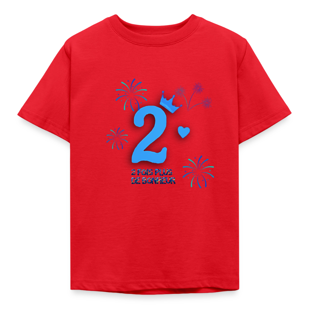 T-shirt Enfant anniversaire 2 ans Lapè bleu - Lusoquot - rouge