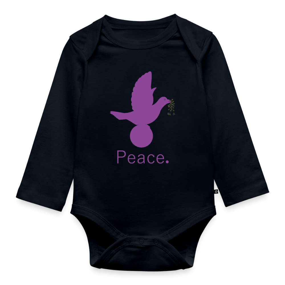 Body Bébé bio manches longues_peacemauve - bleu marine