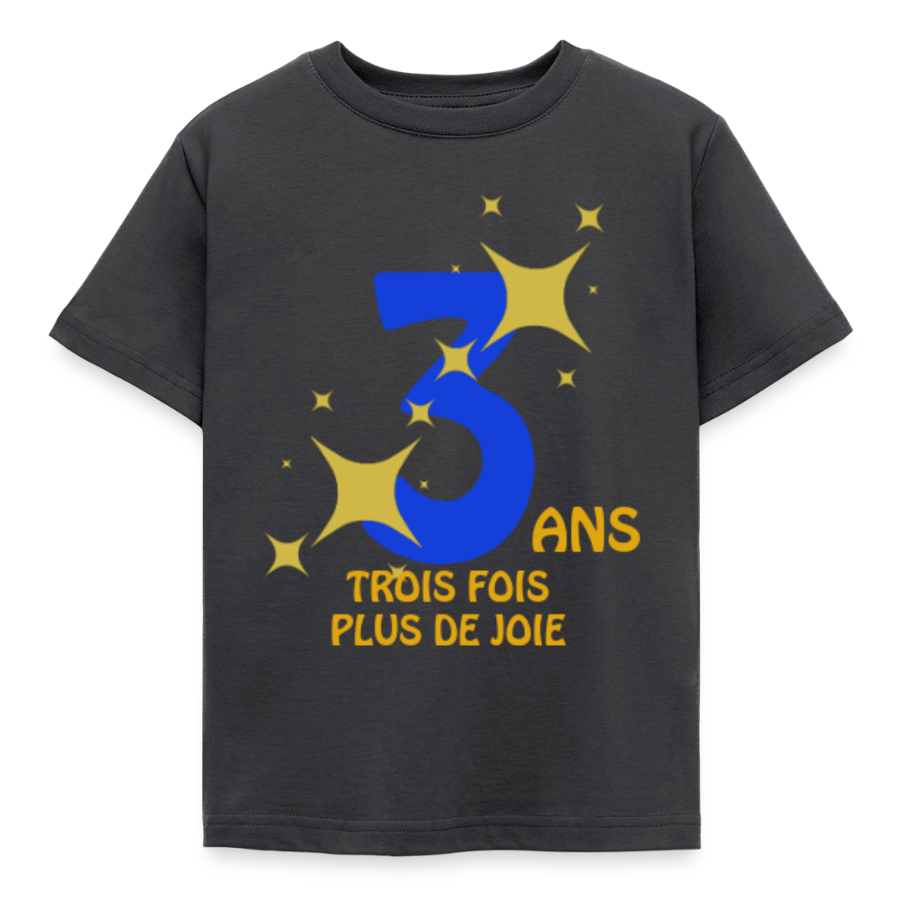 T-shirt Enfant anniversaire 3 ans  Paix bleu - Lusoquot - charbon