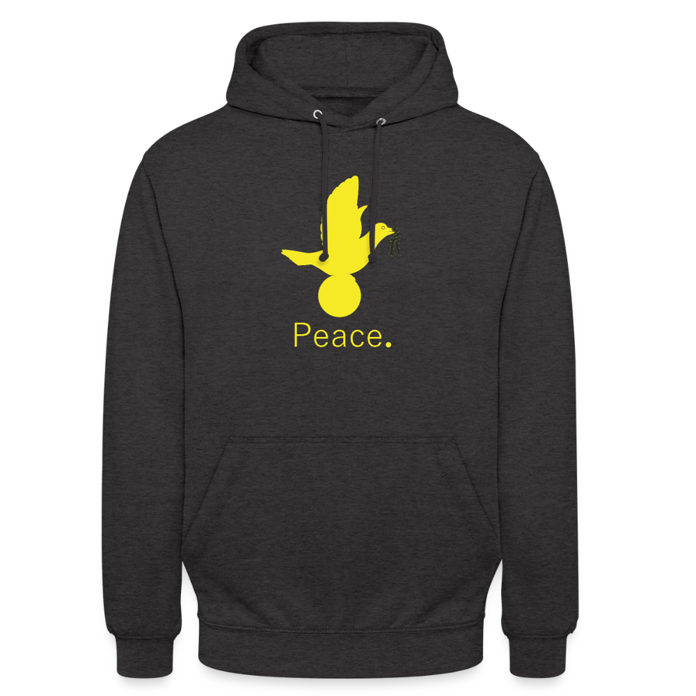Sweat-shirt à capuche unisexe Peace jaune Lusoquot - charbon