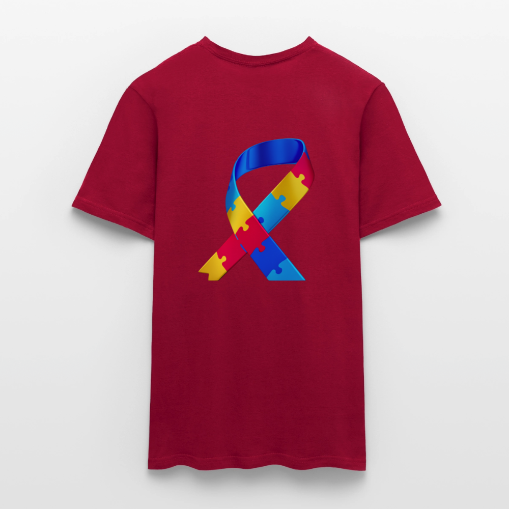 T-shirt Homme -journeemondiale trisomie 21 mars- Peace jaune - rouge brique