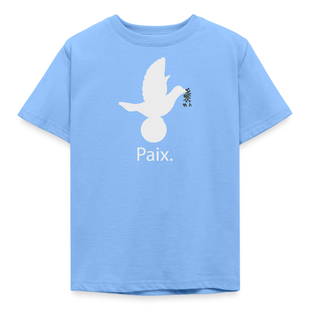 T-shirt Enfant Paix blanc - Lusoquot - bleu ciel