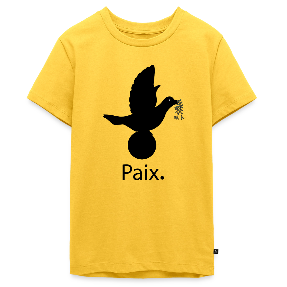 T-shirt Premium Ado Paix noir - Lusoquot - jaune soleil
