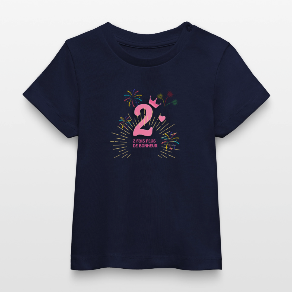 T-shirt bébé bio Stanley/Stella anniaversaire 2 ans Ntifafa rose - Lusoquot - marine