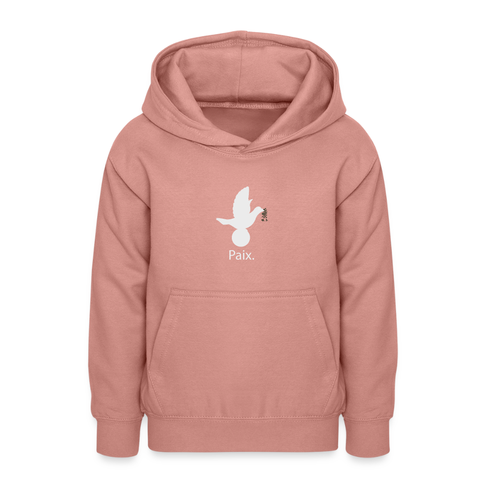 Sweat à capuche Ado Paix blanc - Lusoquot - rose poudré